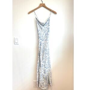 NWT RESA Berri Slip Dress Matisse Print Blue White Midi Dress XS
